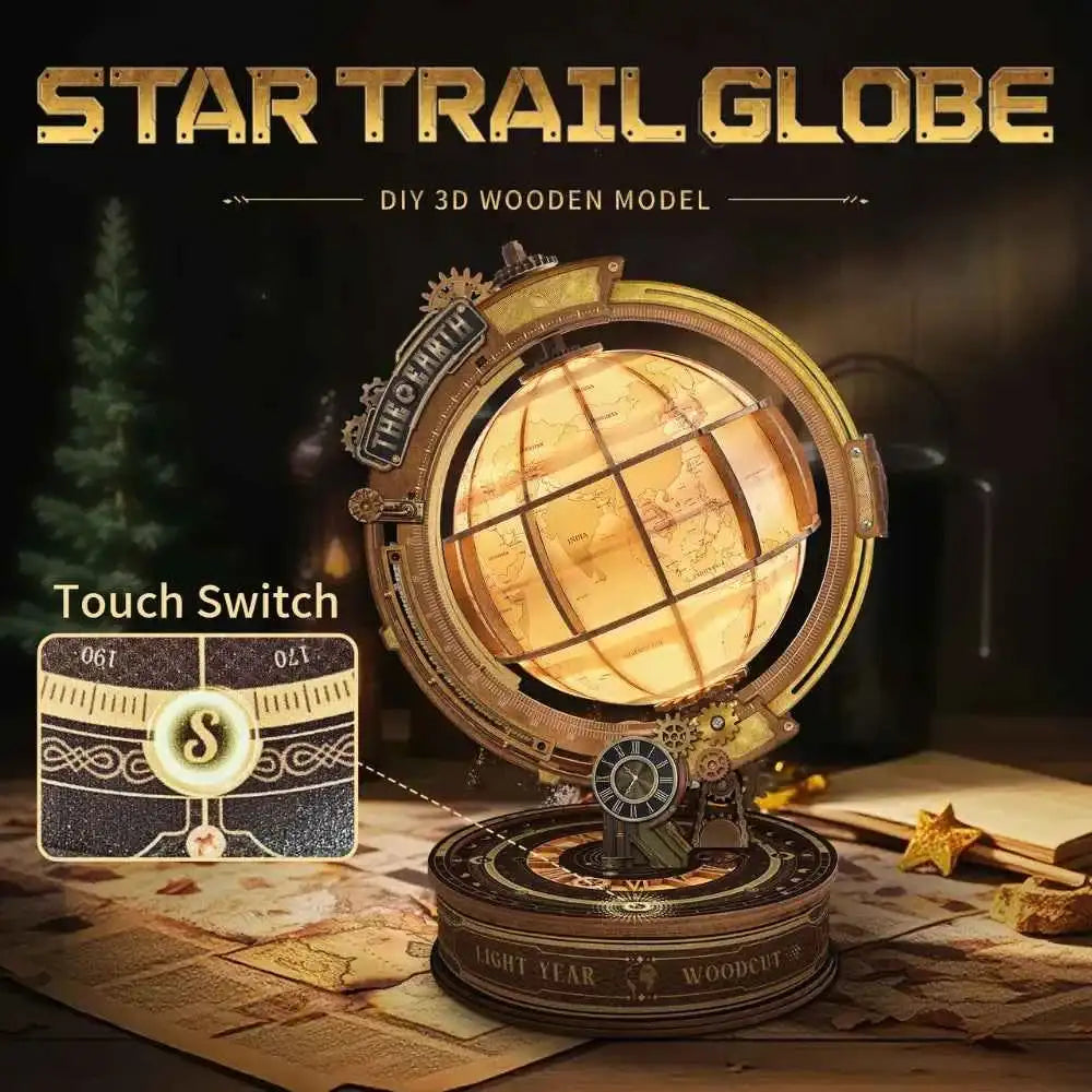 Star Trail Globe DIY 3D Wooden Model - ROCOXIA