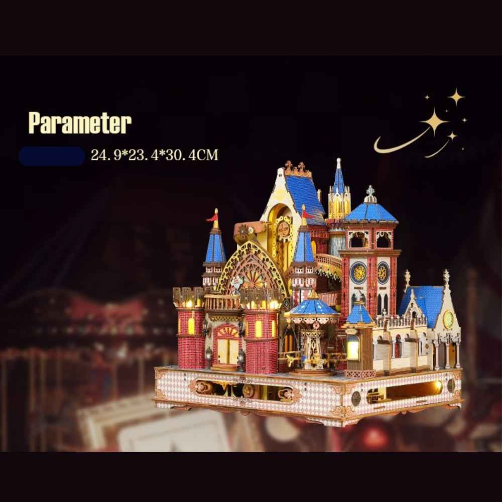 Annecy Castle specification graphic showing the complete illuminated model.