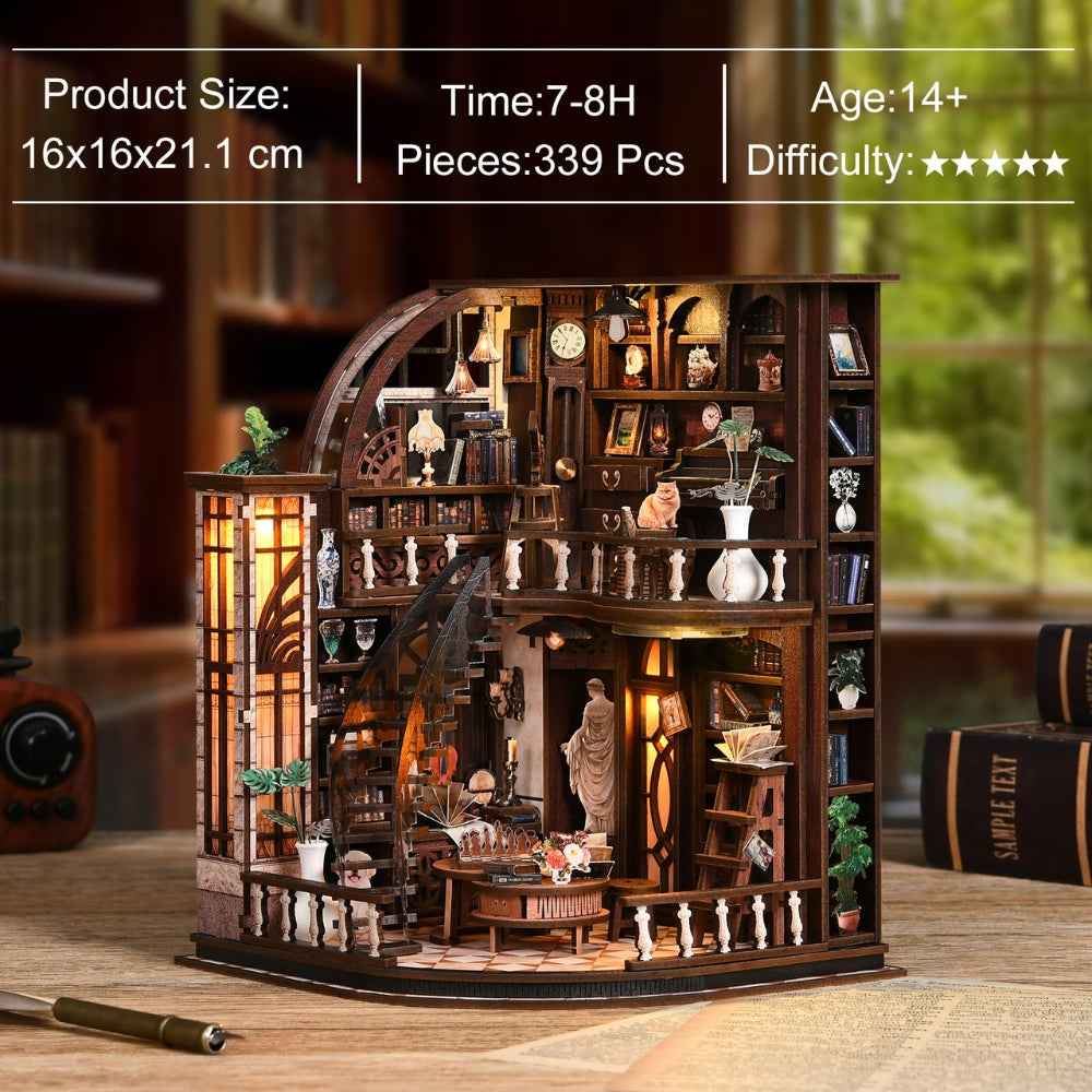 Bacchus Bookstore DIY Mini House Kit l DIY Miniature Kit - ROCOXIA