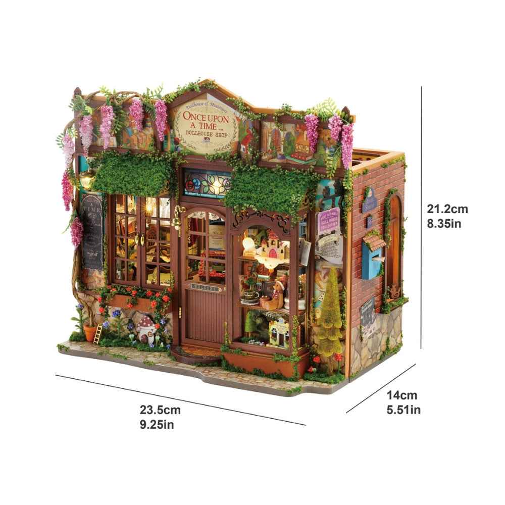 Fairy-Tale Wonderhouse miniature shop dimension diagram.