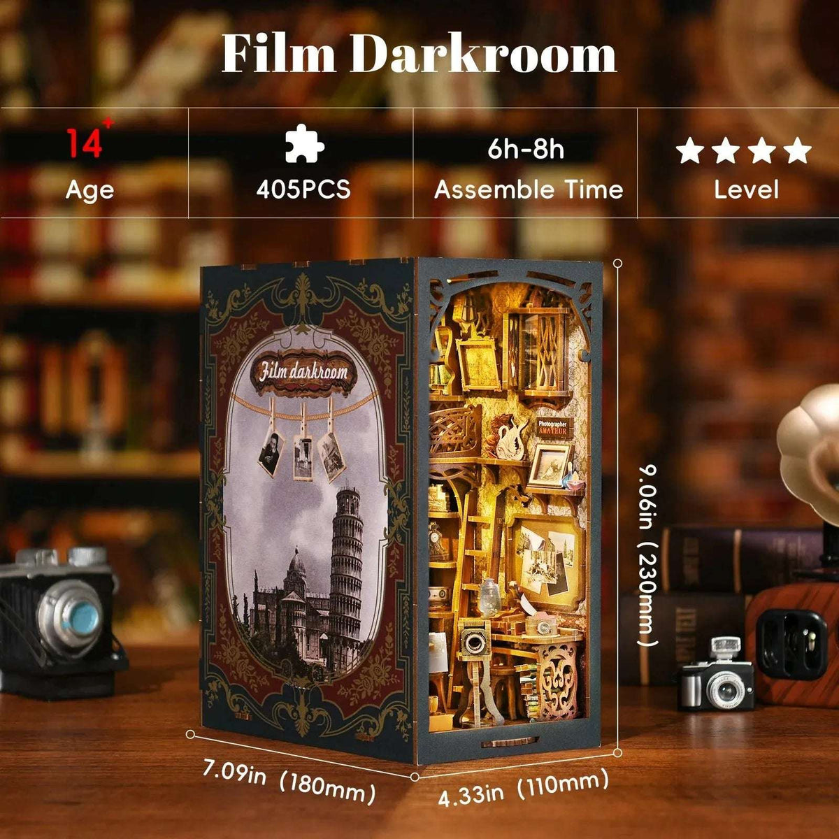 Film Darkroom specification diagram showing dimensions and assembly information.