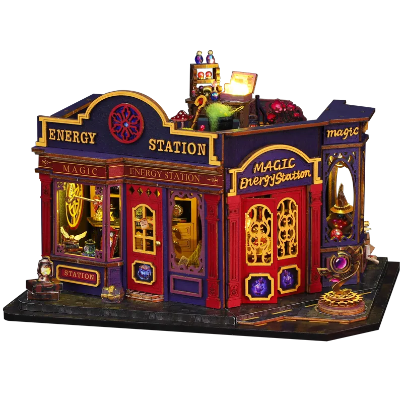 Magic Energy Station model against a white background with purple-and-red shopfront panels.
