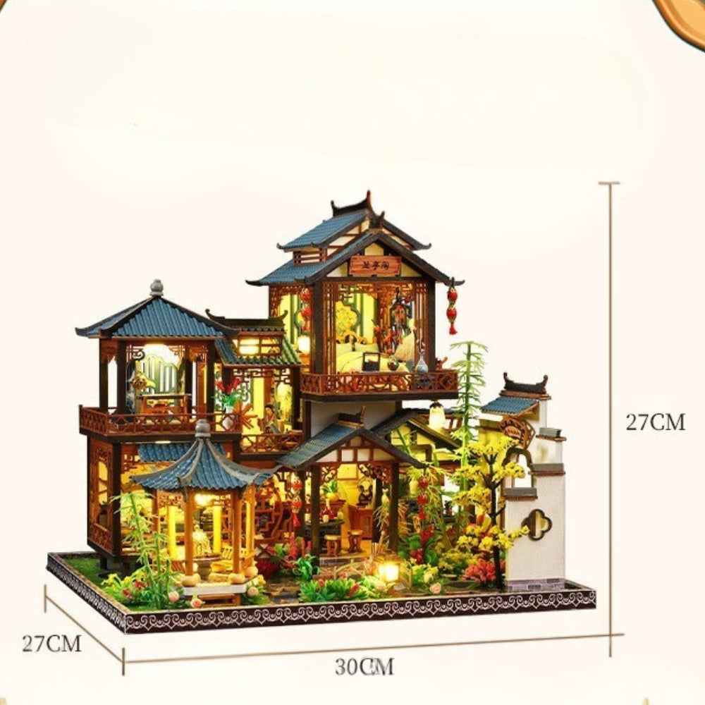 Serenade of the Orchid Garden dimension diagram showing the complete courtyard model.