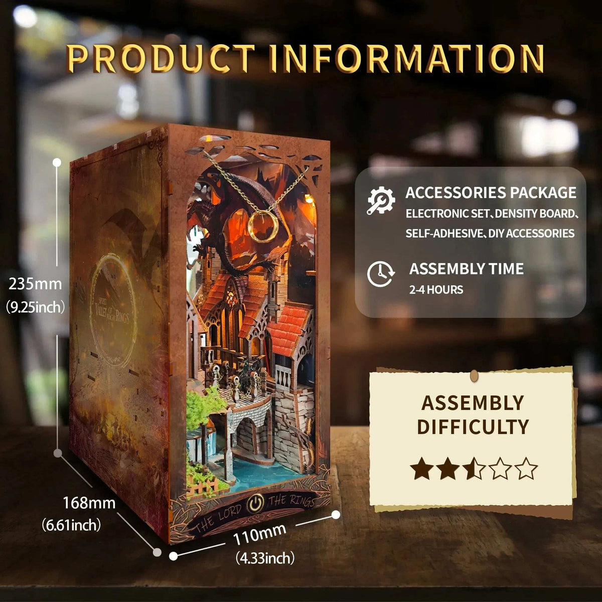 Spirit Valley of the Magic Ring dimension diagram with assembly information.