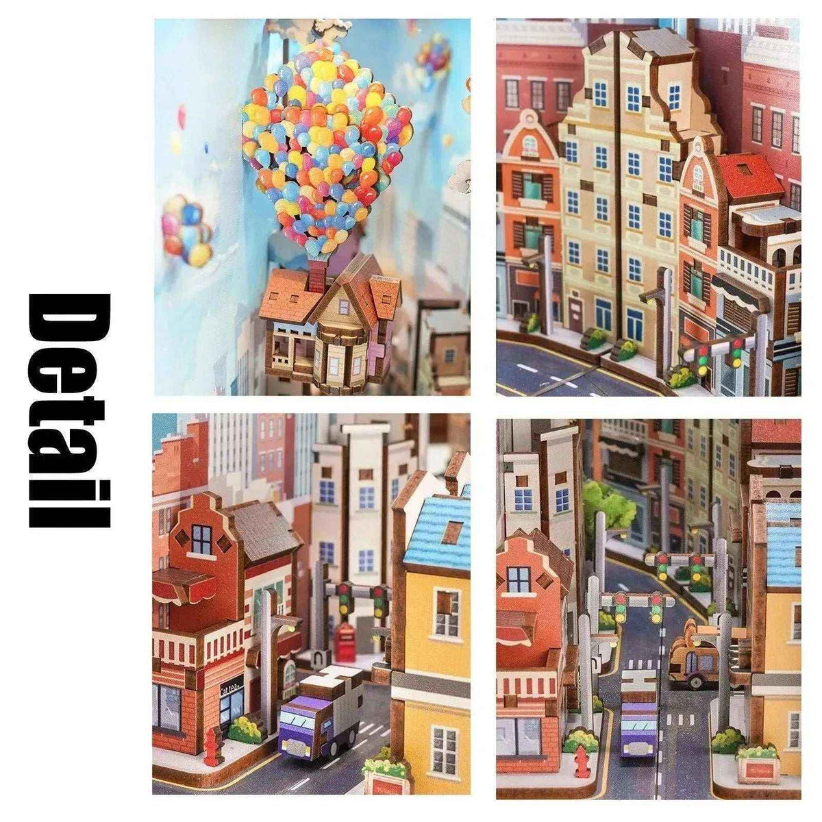 Travel with the Wind detail collage showing colorful balloons, rooftops and miniature street scenes.