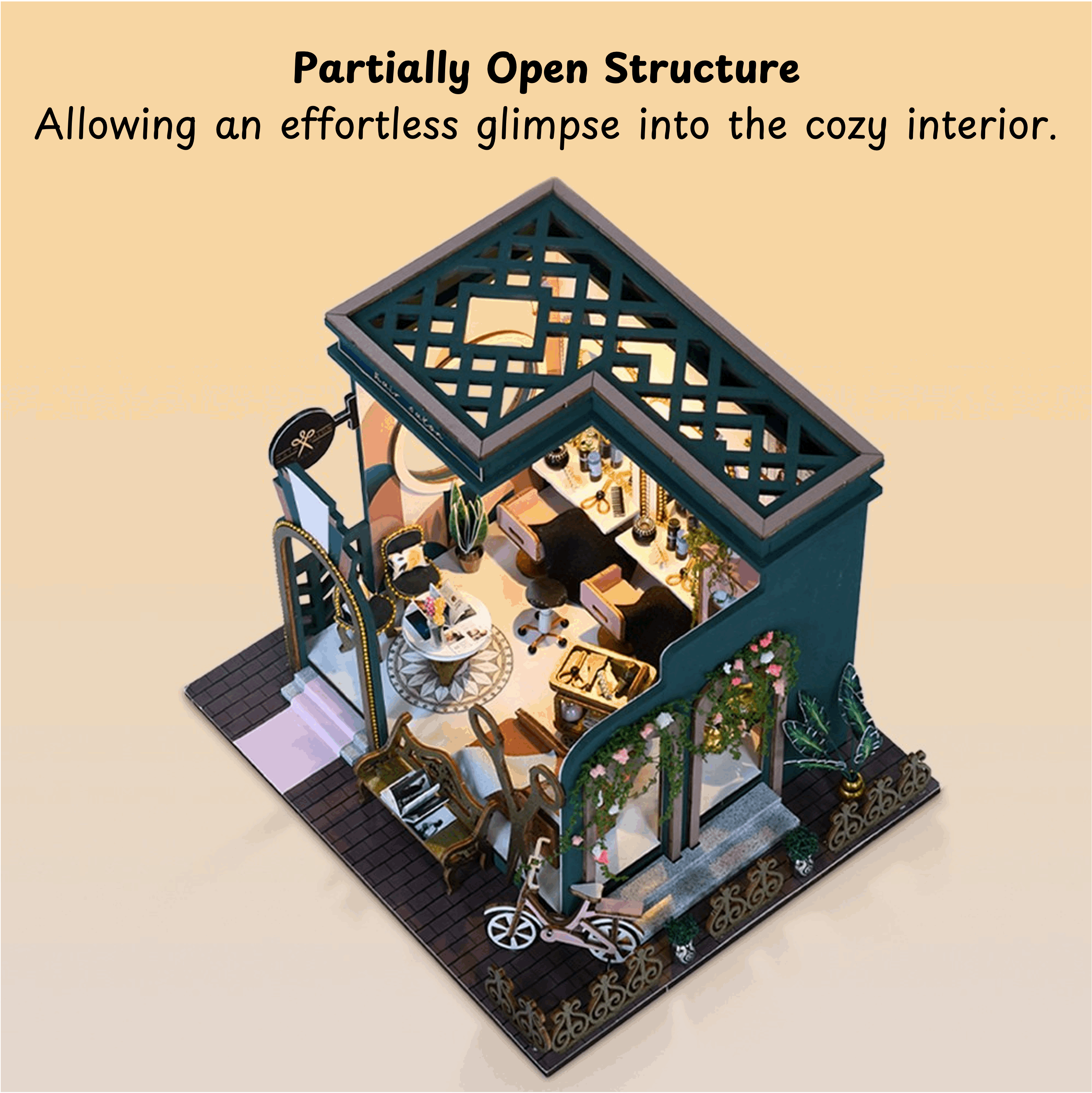 Hair Saloon Mini House Kit l DIY Miniature Kit - ROCOXIA