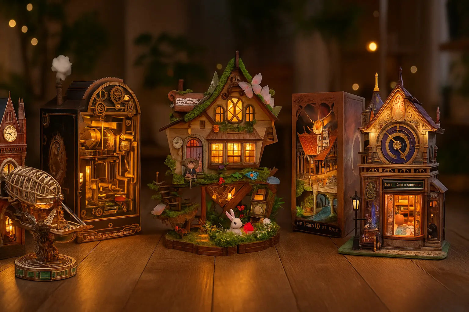 DIY book nook kits with warm LED lighting - complete guide to book nook kits by ROCOXIA