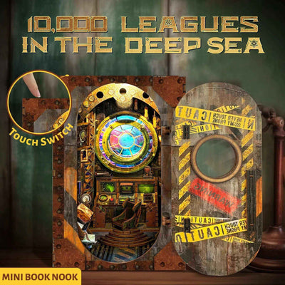 10,000 Leagues in the Deep Sea opened cover and illuminated interior, with a touch-switch callout.