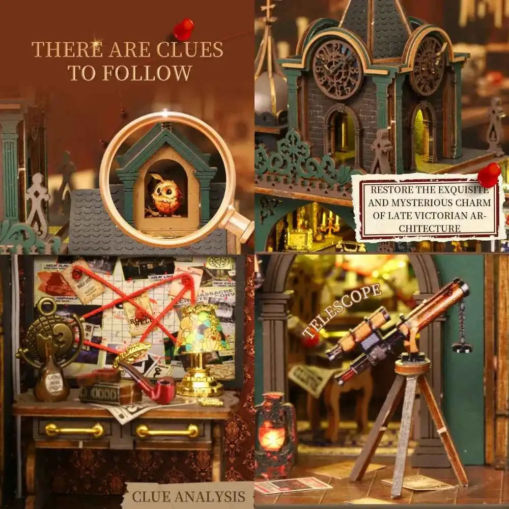 Green Detective Agency DIY Mini House Kit l DIY Miniature Kit - ROCOXIA