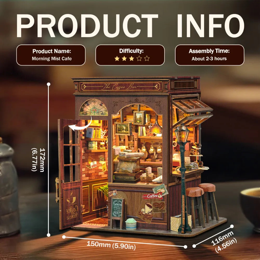 Morning Mist Café DIY Book Nook Kit - ROCOXIA