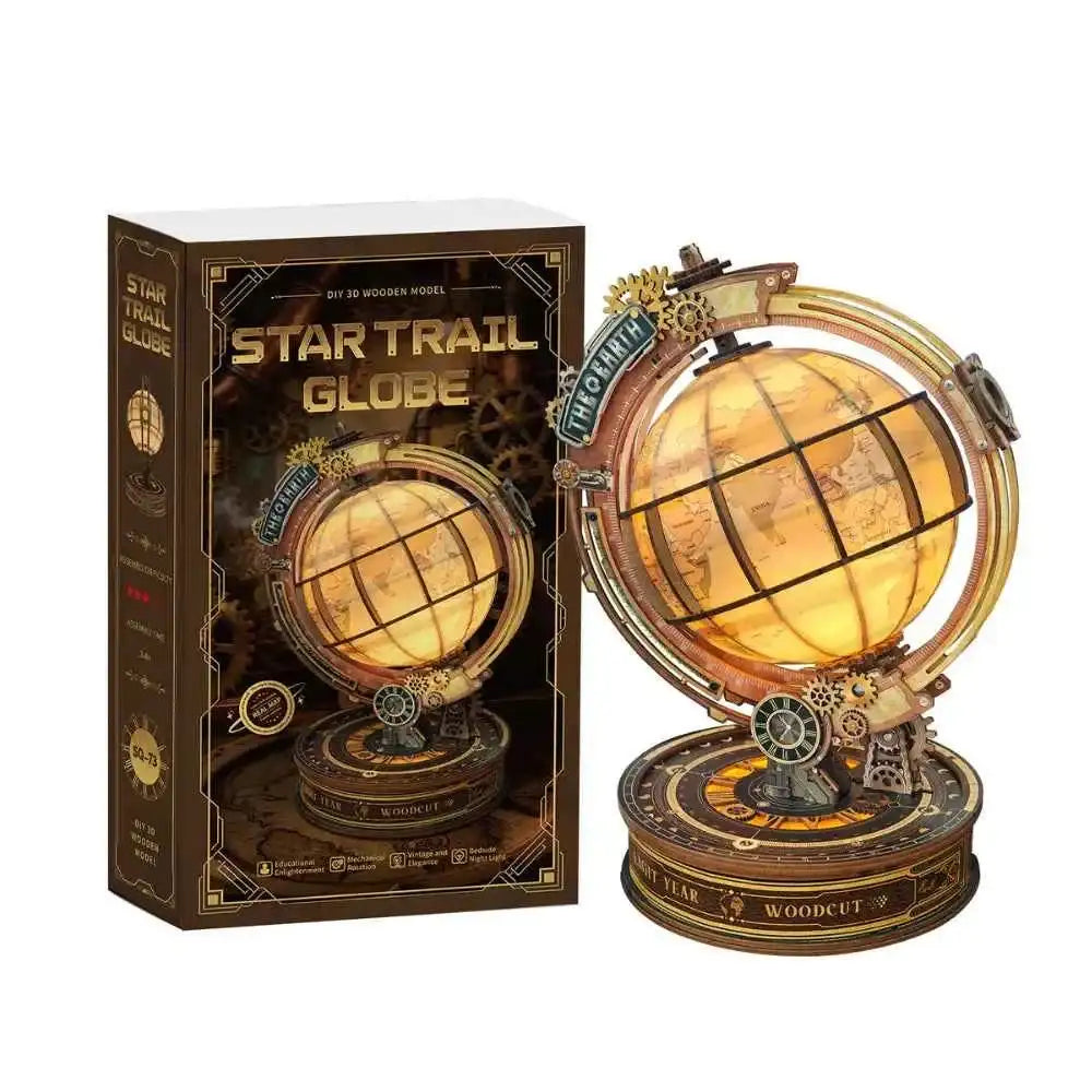 Star Trail Globe DIY 3D Wooden Model - ROCOXIA