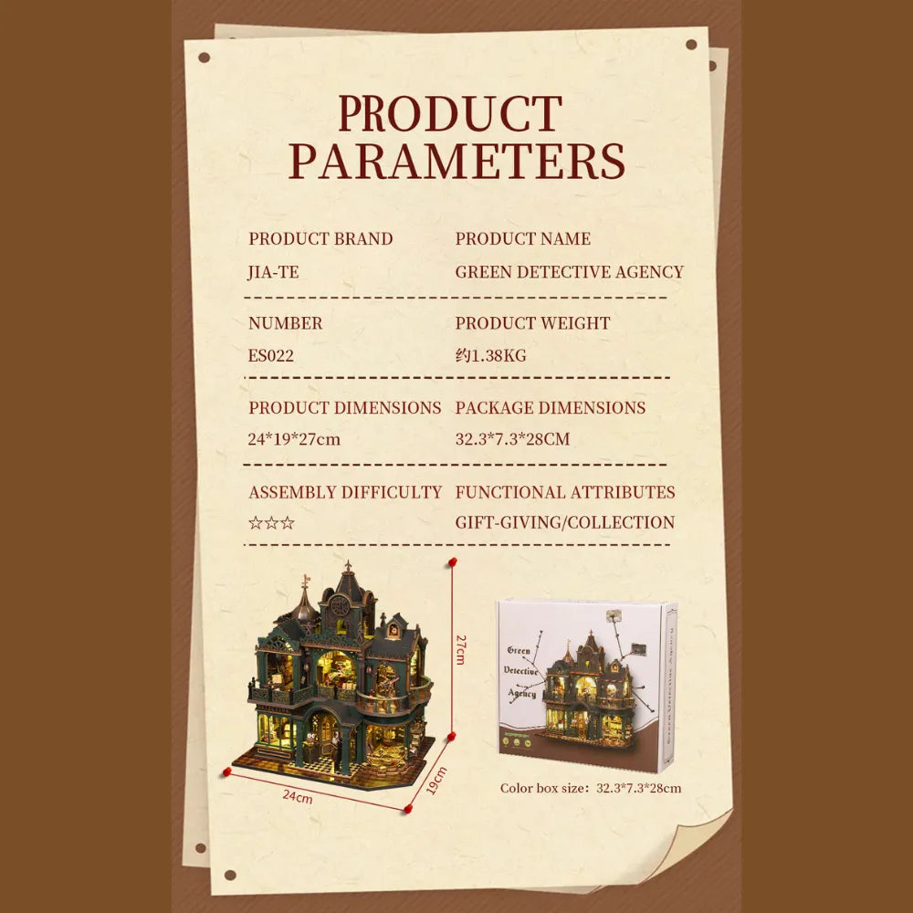 Green Detective Agency DIY Mini House Kit l DIY Miniature Kit - ROCOXIA