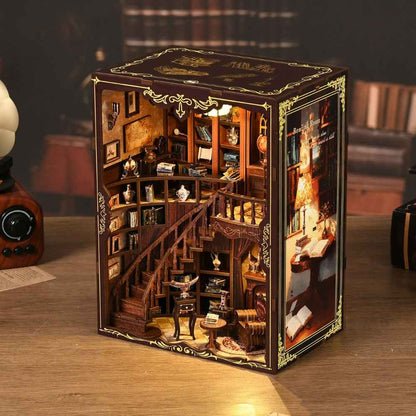 Ancient Rhyme Library DIY Book Nook Kit, miniature library, vintage book nook, spiral staircase miniature, cozy reading nook model
antique bookshelf decor