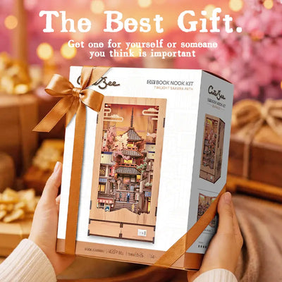 Gift box packaging photo of Twilight Sakura Path DIY Book Nook Kit