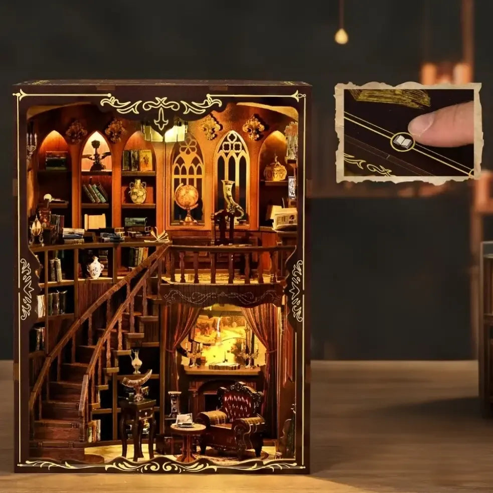 Touch-Activated Warm Lighting — Ancient Rhyme Library DIY Book Nook Kit