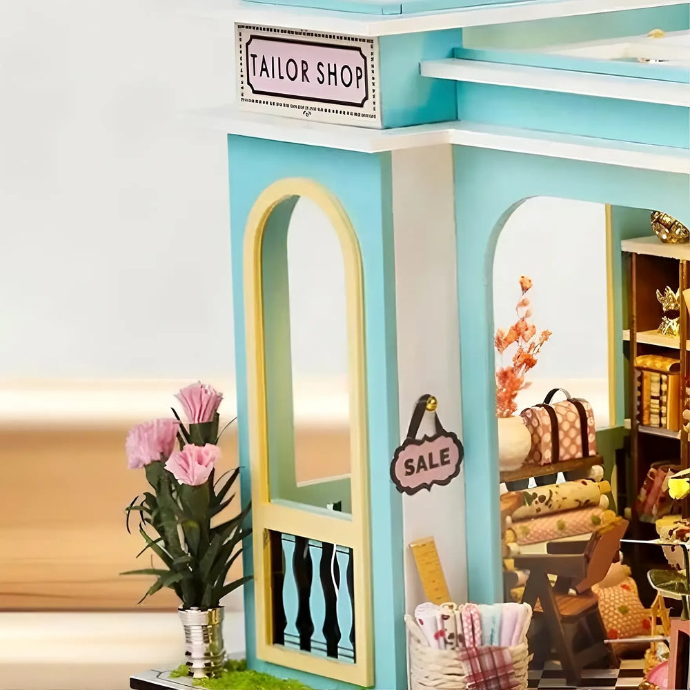 Double Arch Floor-To-Ceiling Transparent Window Wall — Tailor Shop DIY Mini House Kit l DIY Miniature Kit