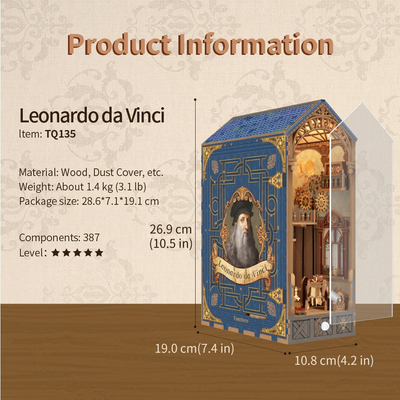Leonardo da Vinci DIY Book Nook Kit -DIY Book Nooks ｜ Miniature