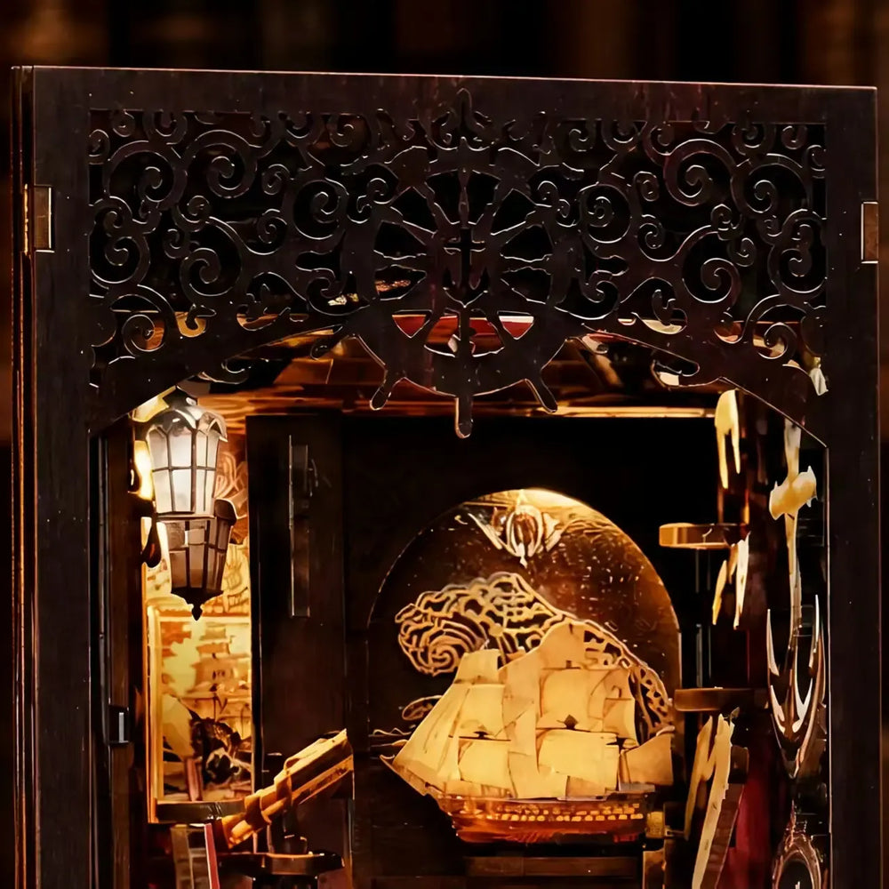 Hollow Carved Ship Wheel Frame — Voyage Memories DIY Book Nook Kit