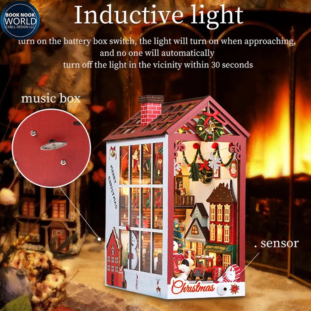 Built-In Music Box — Kit de bricolage de coin de livre de Noël
