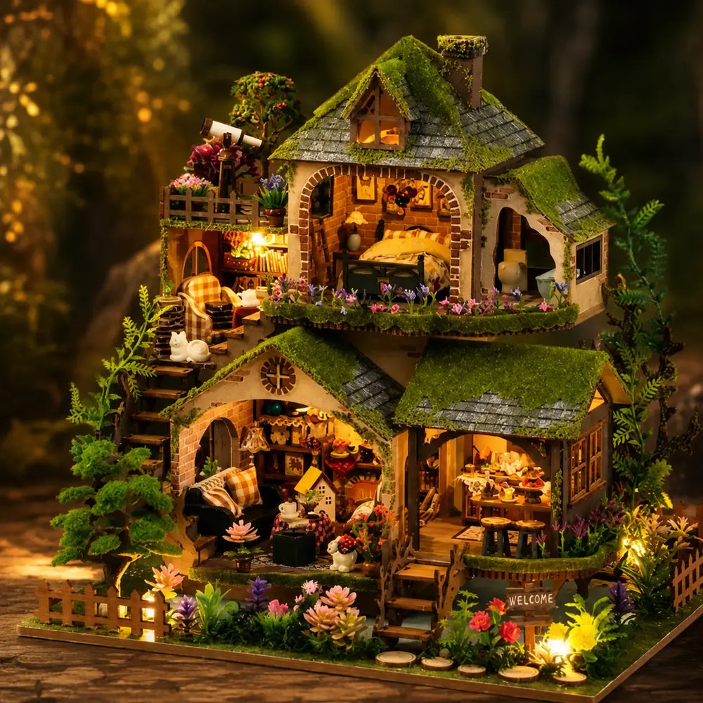 Three-Level Woodland Home — Forest Adventure DIY Mini House Kit l DIY Miniature Kit