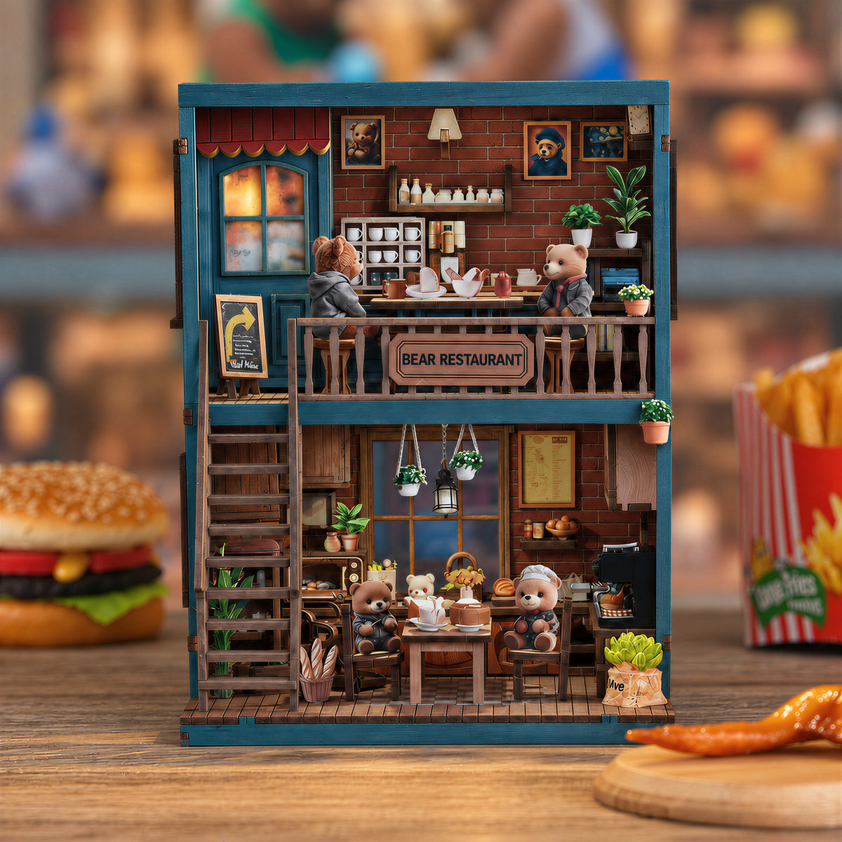 Bären-Restaurant DIY-Bücherregaleinsatz-Set