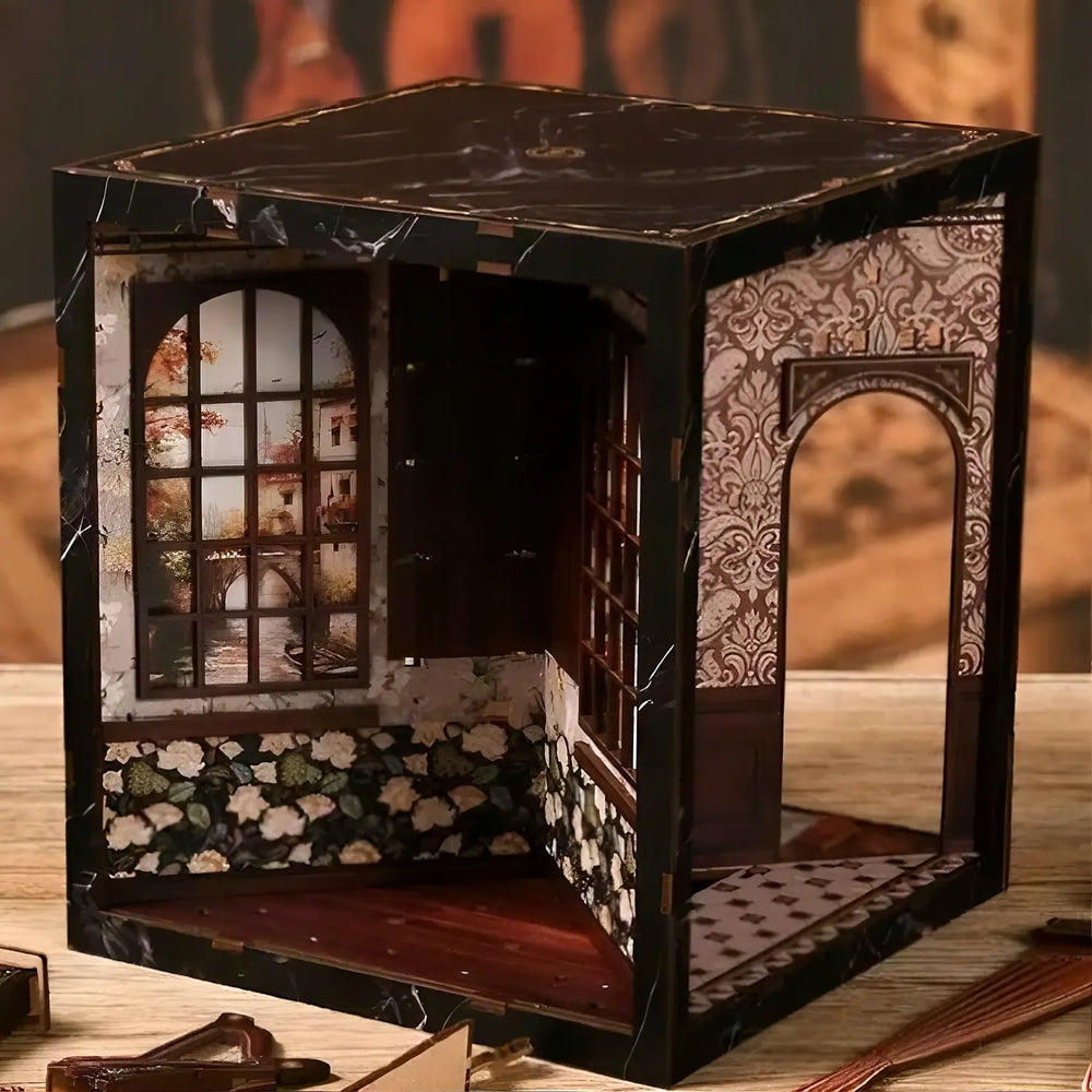 Four-Sided Music Room Design — European Melody Music Instrument Box DIY Book Nook Kit