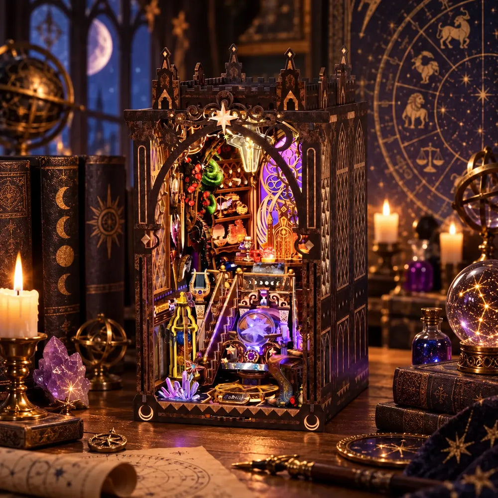 Celestial Wizard’s Chamber — Kit de serre-livres DIY Zodiaque Mystique