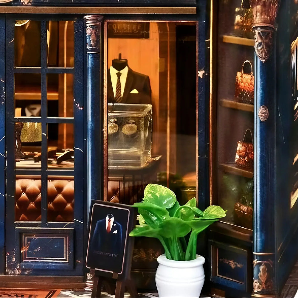 Elegant Boutique Window Display — Kit Maisonnette DIY Ligne d'Or l Kit Miniature DIY