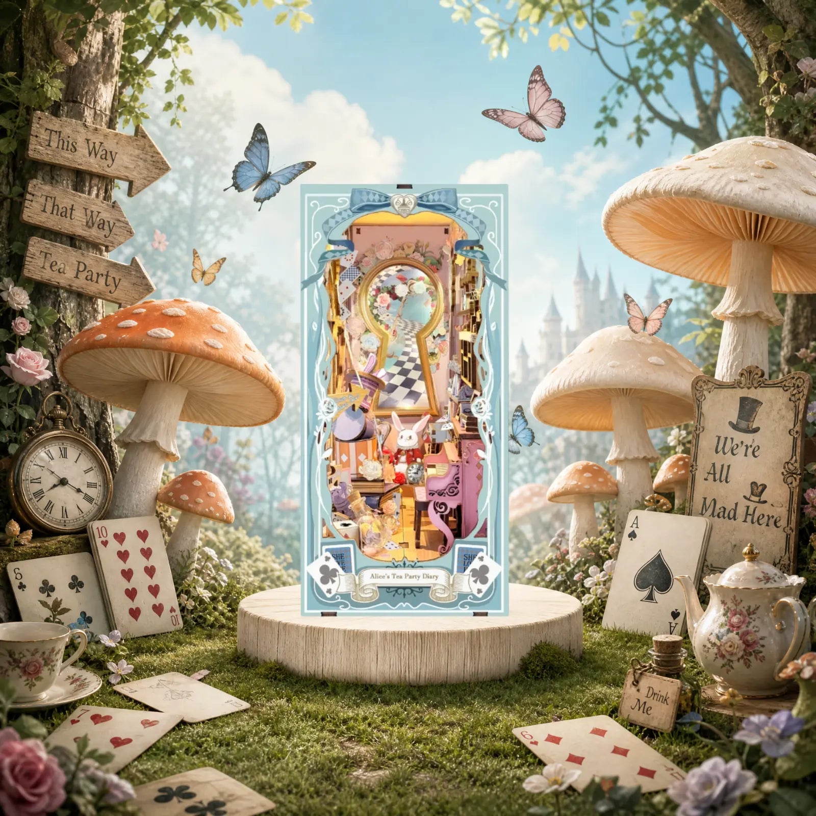 Alice's Tea Party Diary DIY Book Nook Kit - ROCOXIA