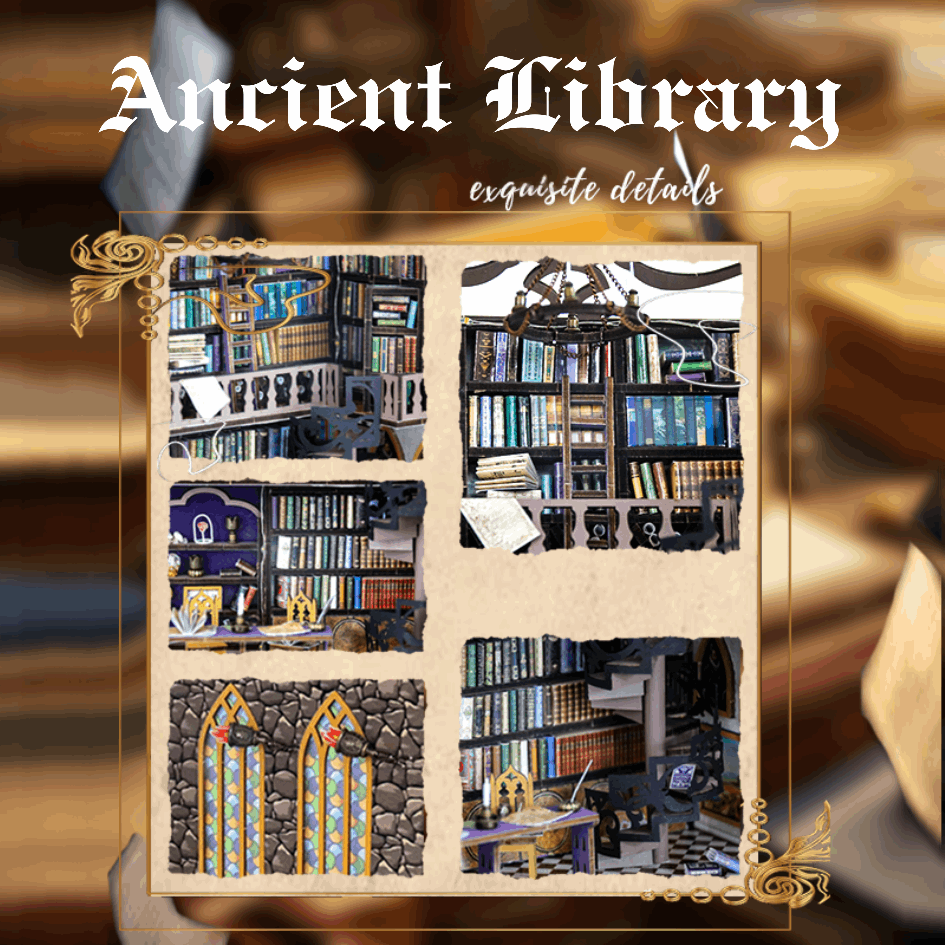Ancient Library DIY Book Nook Kit - ROCOXIA