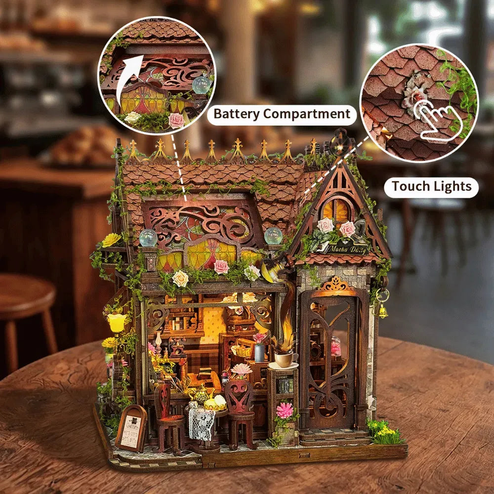 Touch-Activated LED Lights — Mocha Diary DIY Mini House Kit | DIY Miniature Kit