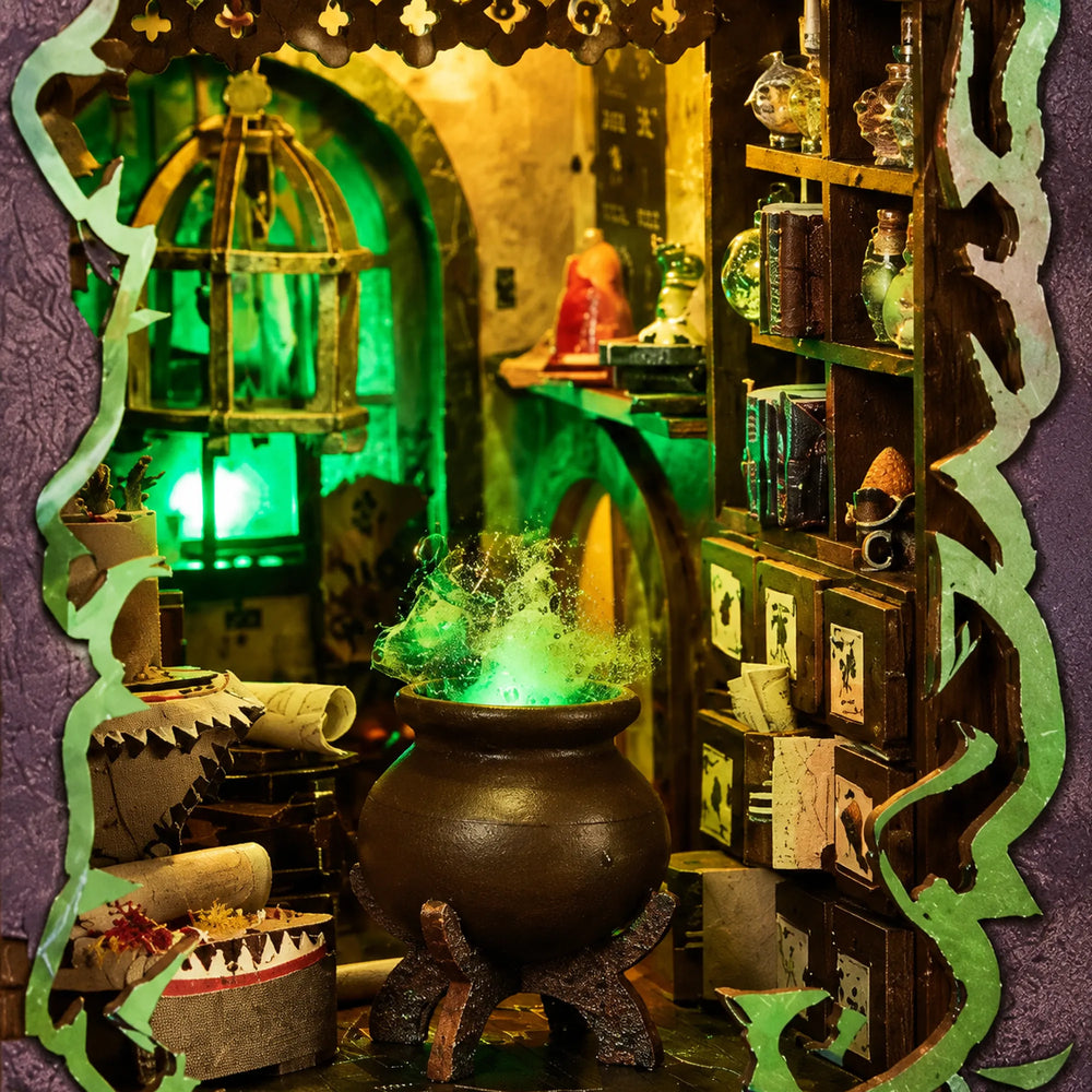 A Green Magical Glow — Mystic Theurge’s Hut DIY Book Nook Kit