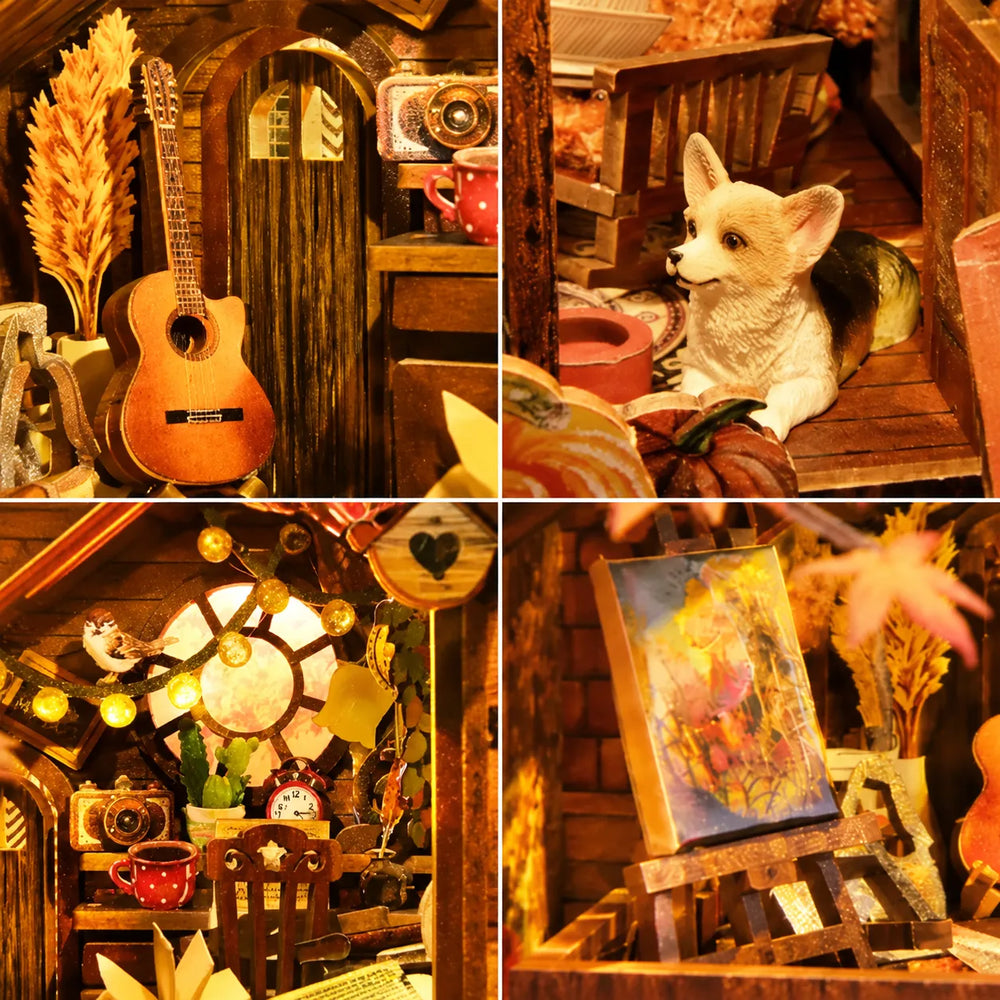 Rich Woodland Details — Twilight Cottage DIY Book Nook Kit