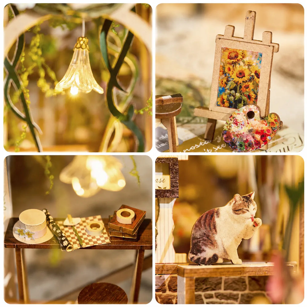 Rich Fantasy World Details — Serene Blumenhaus DIY-Bücherregaleinsatz-Set