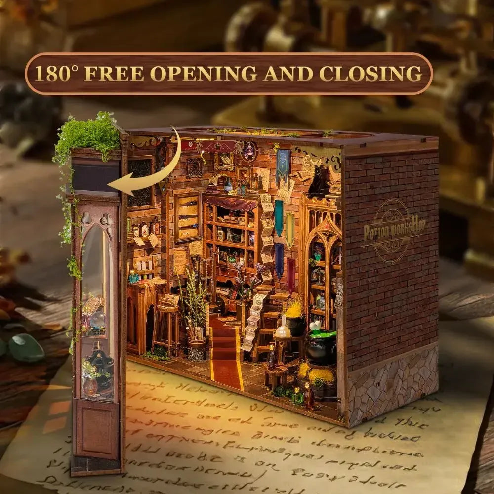 180° Free Opening and Closing — Magic Potion Workshop DIY Book Nook Kit