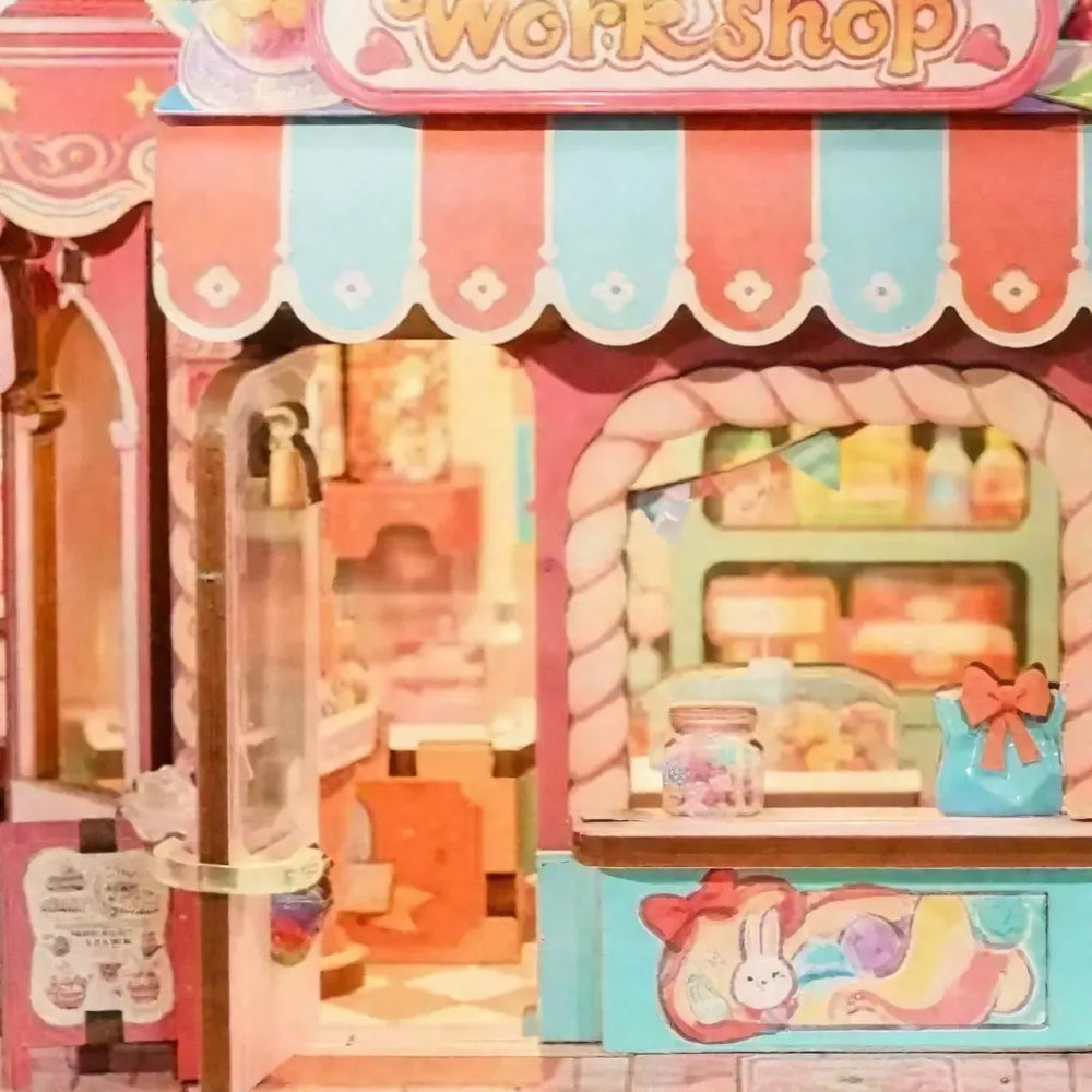 Openable Candy Shop Door — Candy Workshop DIY 3D Puzzle Transmission Model Kit