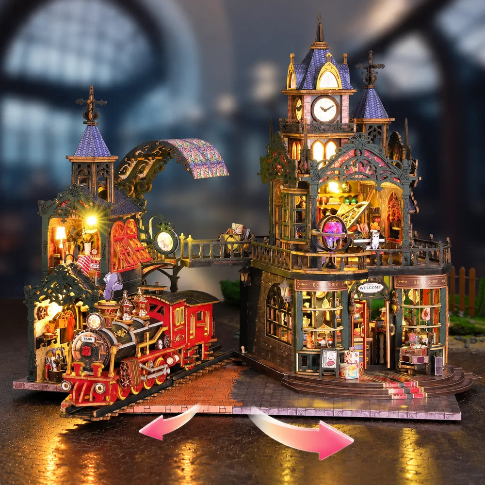 Open It Up and Explore — Rail-track Secluded City: Train Mini House Kit l DIY Miniature Kit
