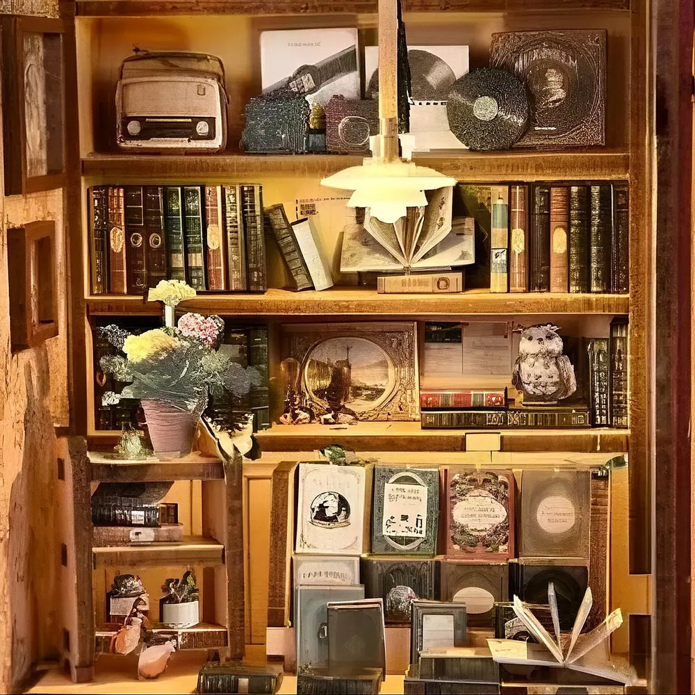 Layered Wooden Display Shelves — Holiday Bookstore DIY Story Frame Puzzle Kit