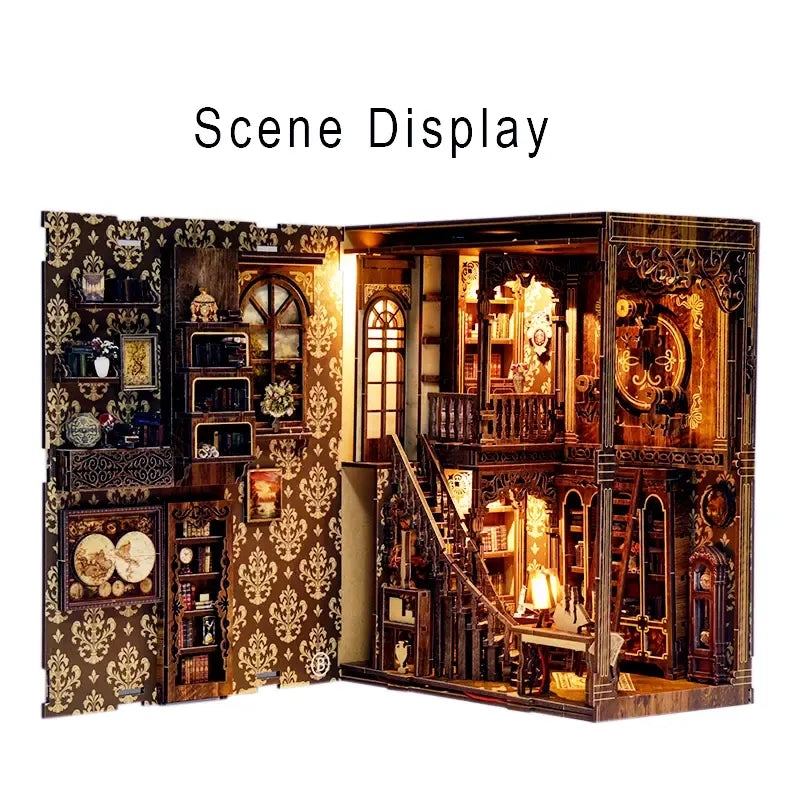 Touch-Activated Warm Lighting — Ancient Book Collection Room DIY Book Nook Kit