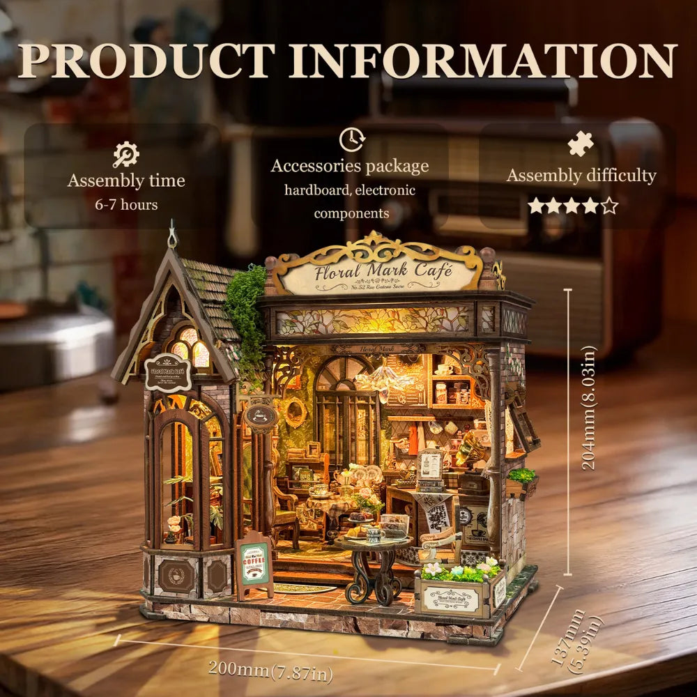 Floral Mark Café DIY Book Nook Kit - ROCOXIA