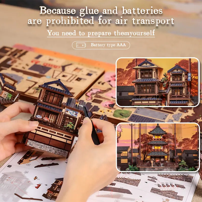 Shipping reminder assembly photo of Twilight Sakura Path DIY Book Nook Kit
