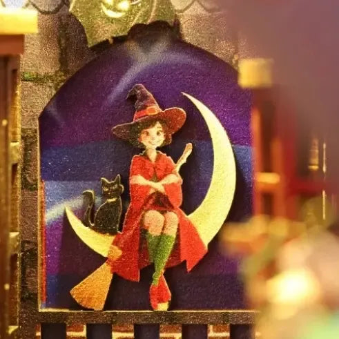 Moon Witch & Black Cat — Magic Alley DIY Book Nook Kit