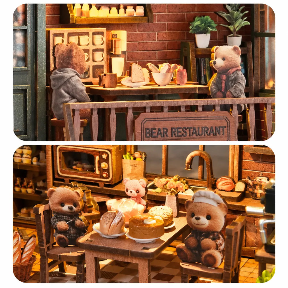 Little Bears, Everyday Stories — Bären-Restaurant DIY-Bücherregaleinsatz-Set