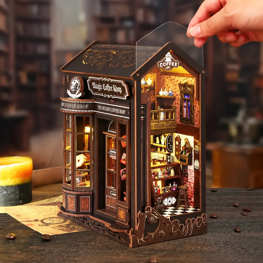 Clear Dust Cover for Easy Display — Magic Coffee House DIY Book Nook Kit