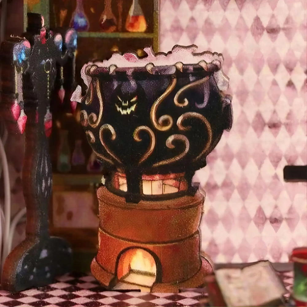 Light-Up Witch’s Cauldron & Stove — The Gate of the Secret Realm DIY Mini House Kit l DIY Miniature Kit