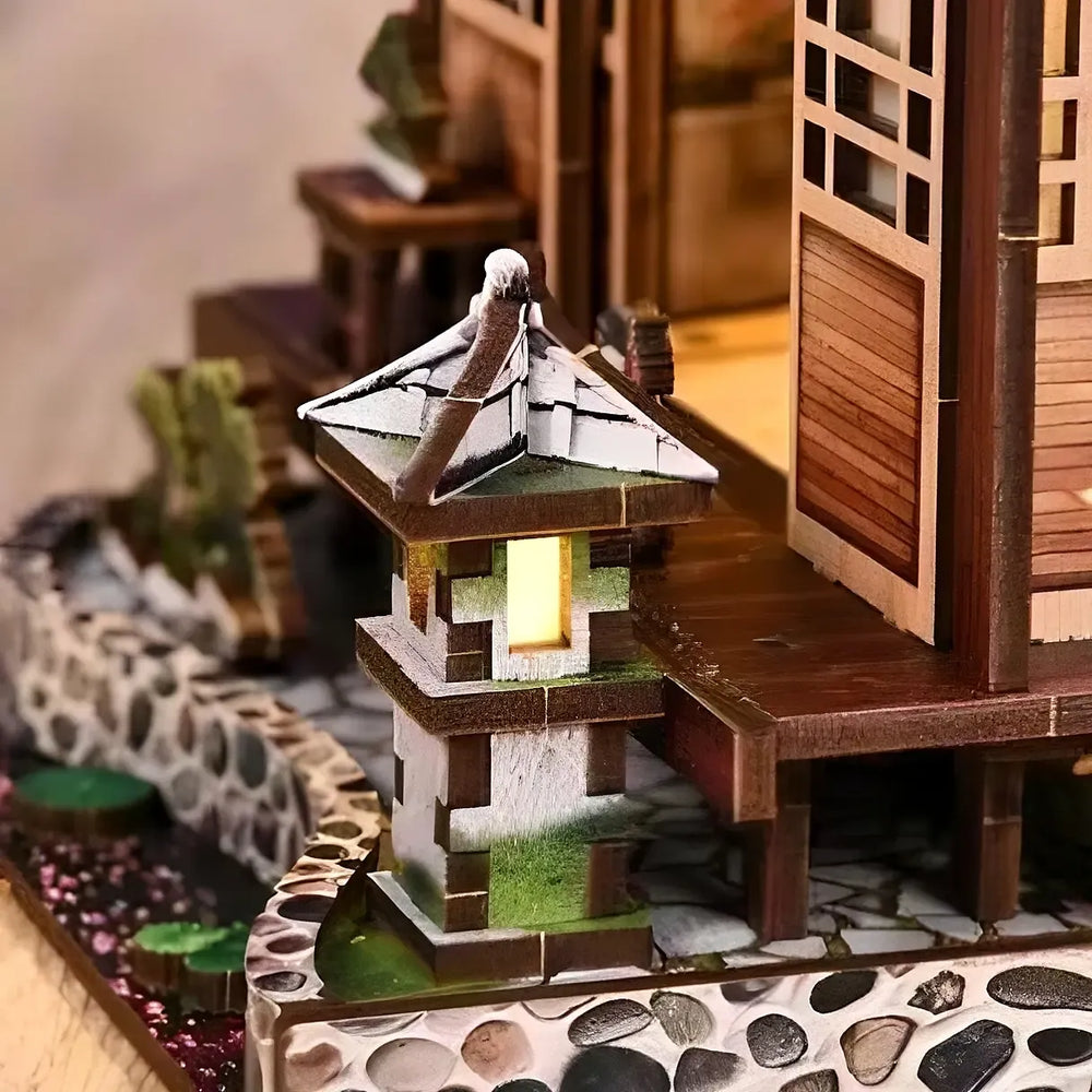 Moss-Covered Stone Lantern Scene — Moss-Lantern Harmony Garden DIY Book Nook Kit