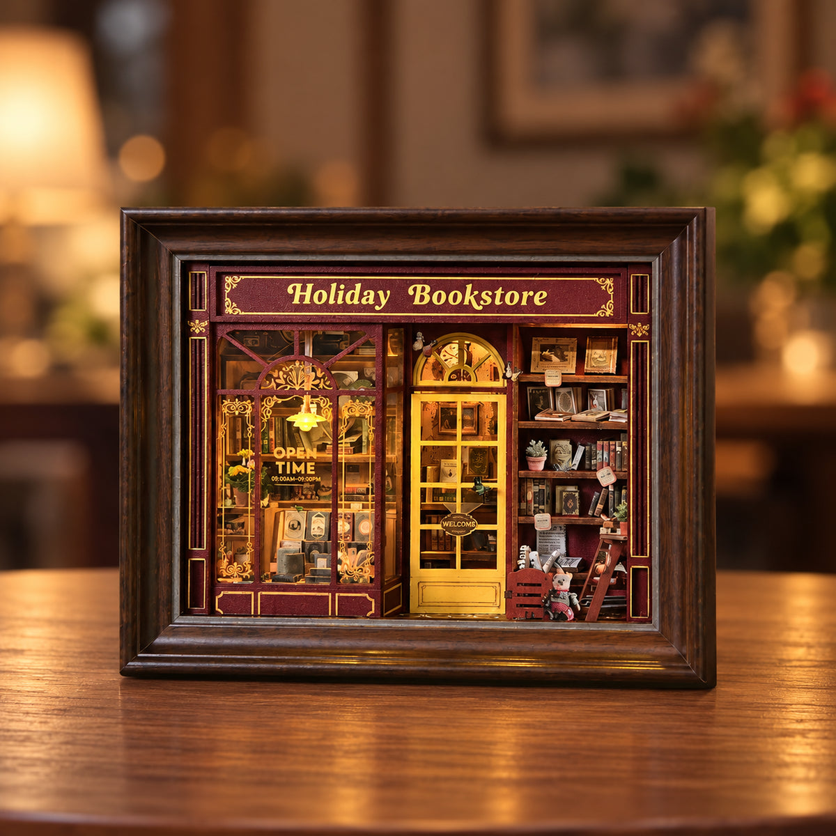 Kit de diorama bibliothèque de Noël à assembler