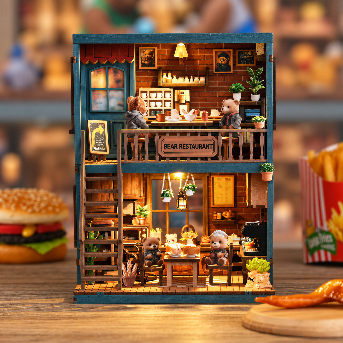 Bären-Restaurant DIY-Bücherregaleinsatz-Set