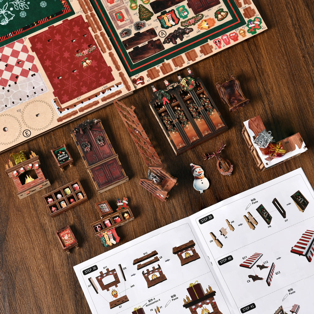 Vintage Wooden Cutout Design — Christmas Shop DIY Book Nook Kit