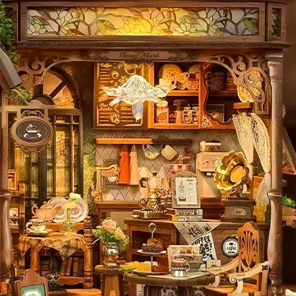Elegant Café Interior Details — Floral Mark Café DIY Book Nook Kit